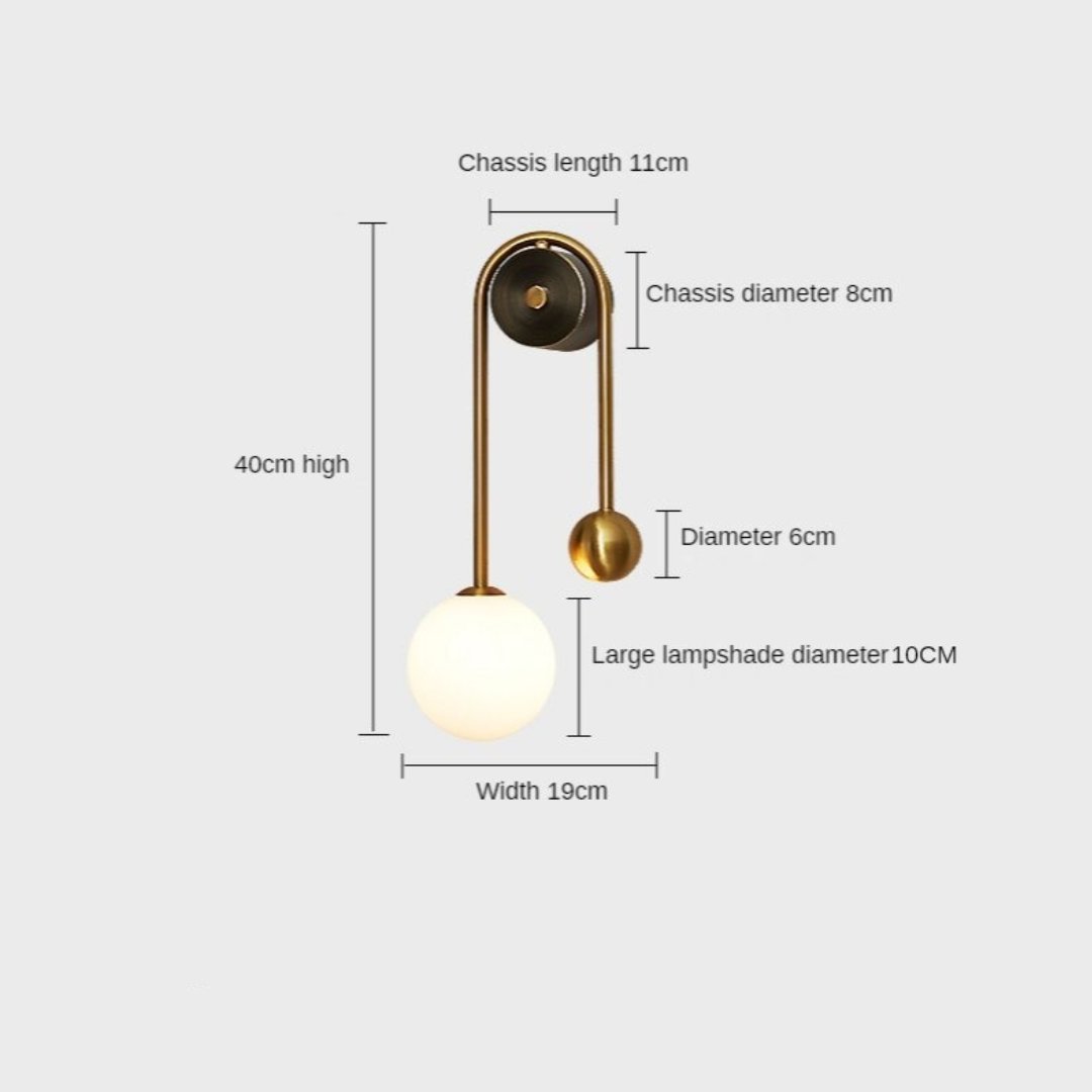 Gold Globe Wall Sconce | Elegant Nordic Opal Glass Wall Light