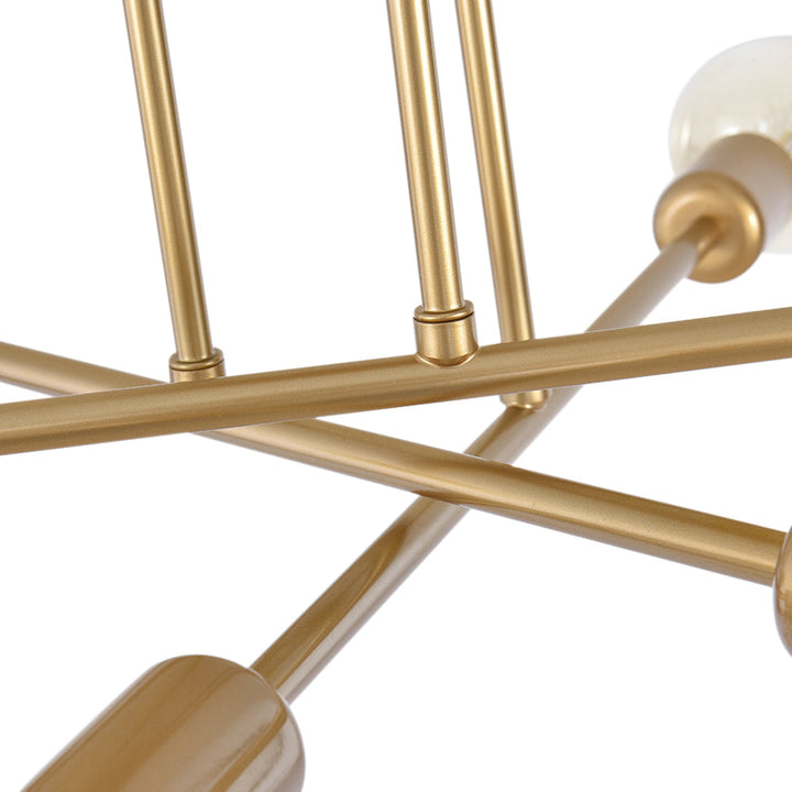Gold Sputnik Ceiling Light | Mid-Century 6-Light Semi-Flush Light