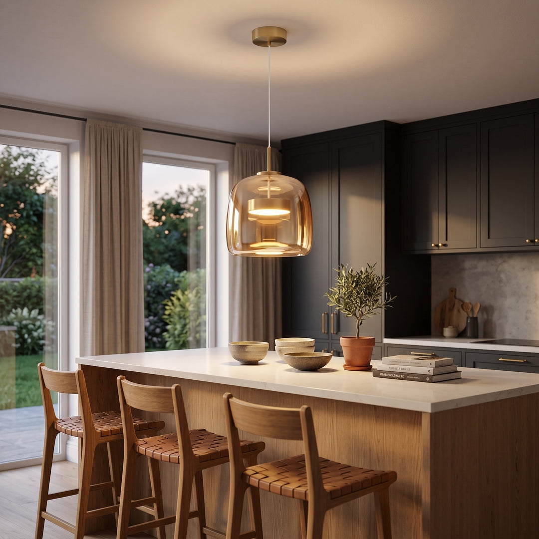 Pendant Light - Trio of Glass Shades with Integrated LED