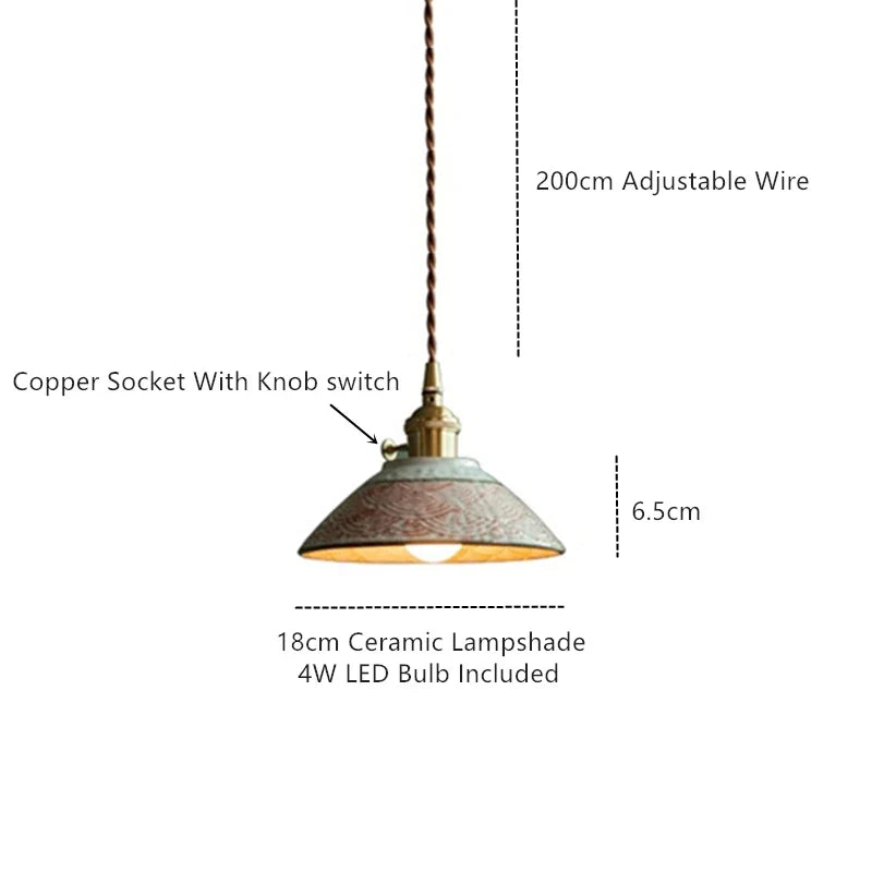 Hand-Painted Ceramic Pendant Light | Artisan Brass Pendant Lamp