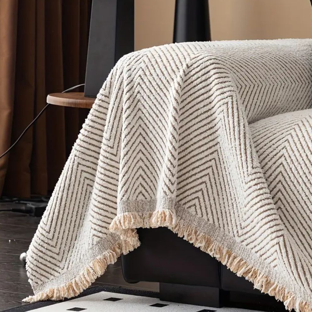 Herringbone Sofa Cover | Anti-Slip Microfibre Sofa Throw