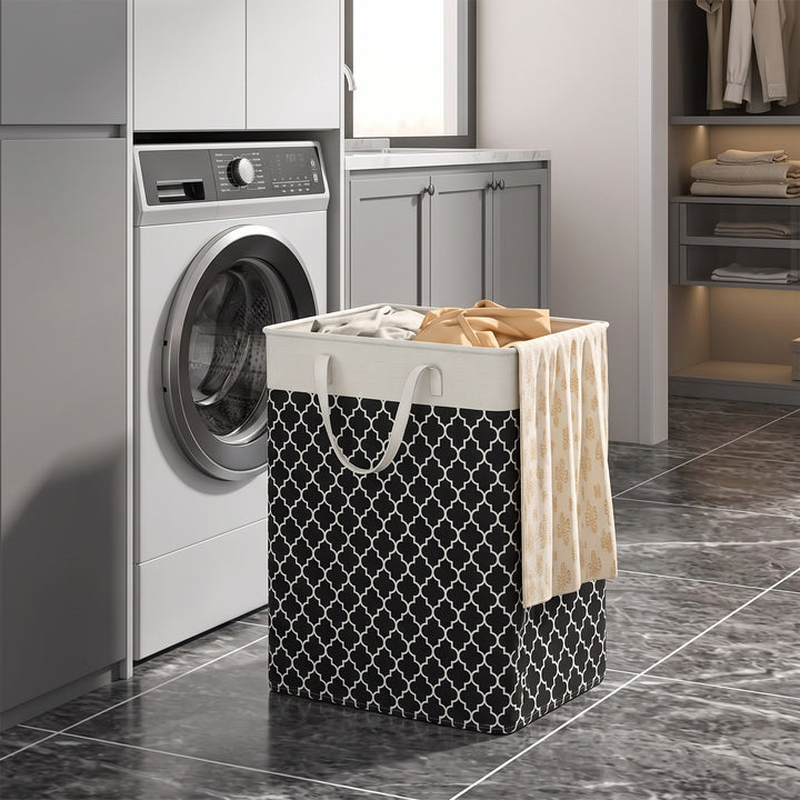 Laundry Hamper - Rectangular Foldable Laundry Basket with Handles