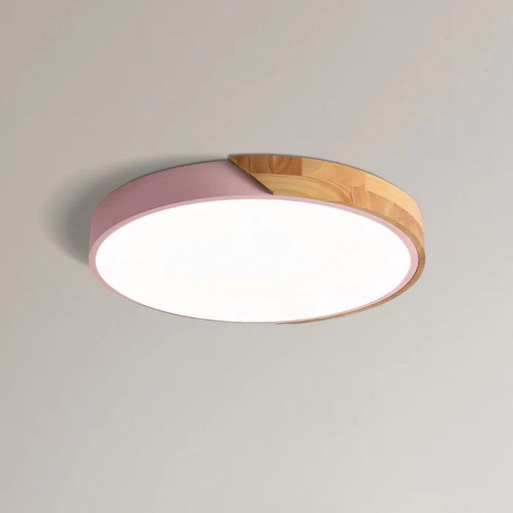 LED Ceiling Lamp - Round with Wood Rim