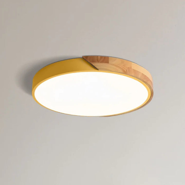 LED Ceiling Lamp - Round with Wood Rim