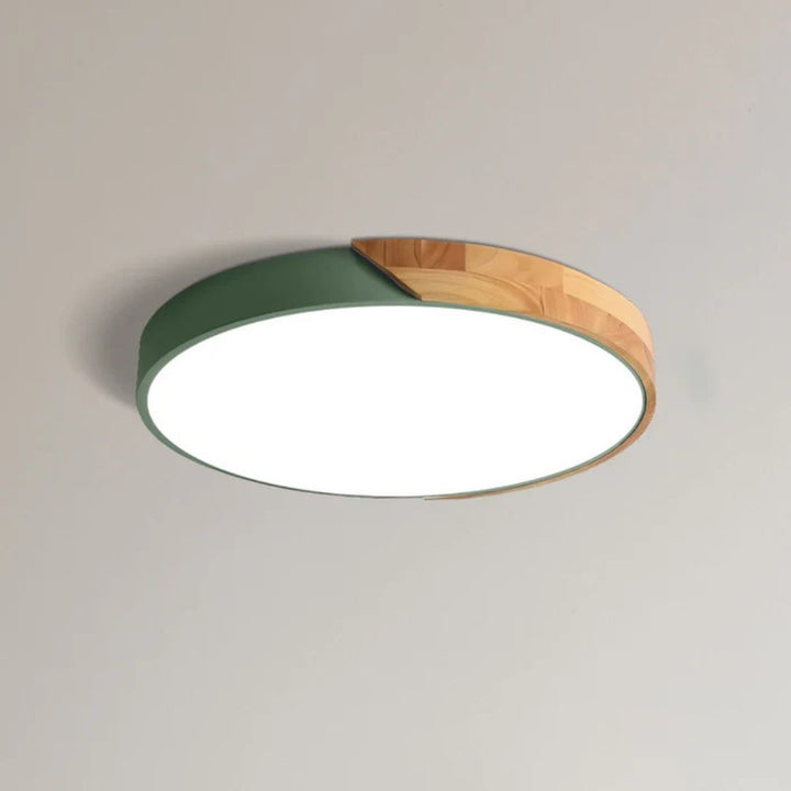 LED Ceiling Lamp - Round with Wood Rim
