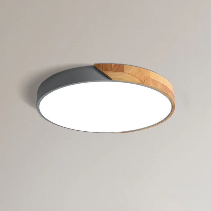 LED Ceiling Lamp - Round with Wood Rim