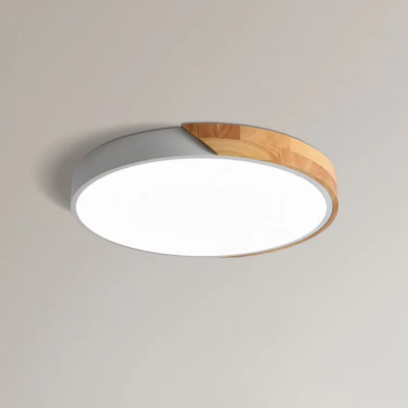 LED Ceiling Lamp - Round with Wood Rim