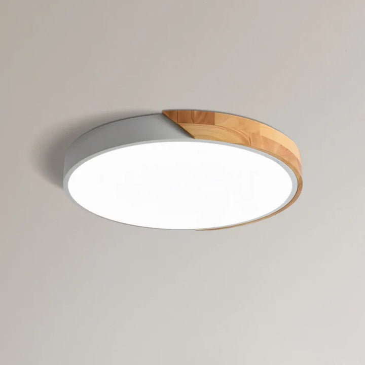 LED Ceiling Lamp - Round with Wood Rim