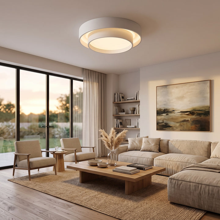 LED Ceiling Light Round Tiered Ring Flush Mount Fixture