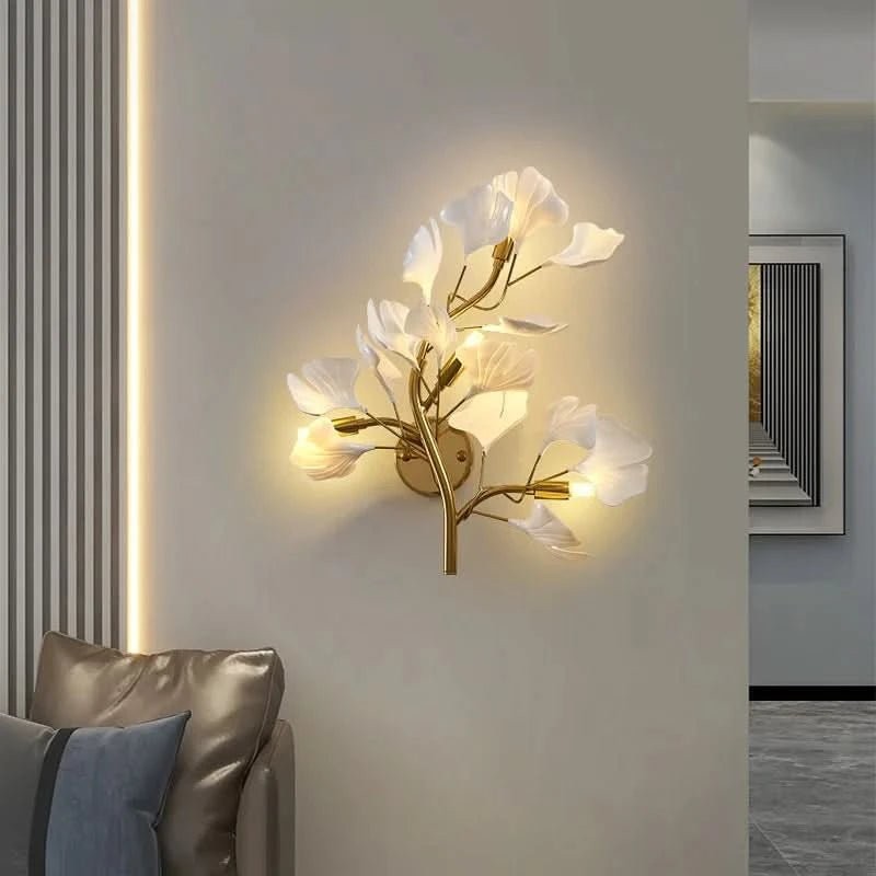 LED Wall Light Ginkgo Leaf - Branching Arms with Multiple Shades