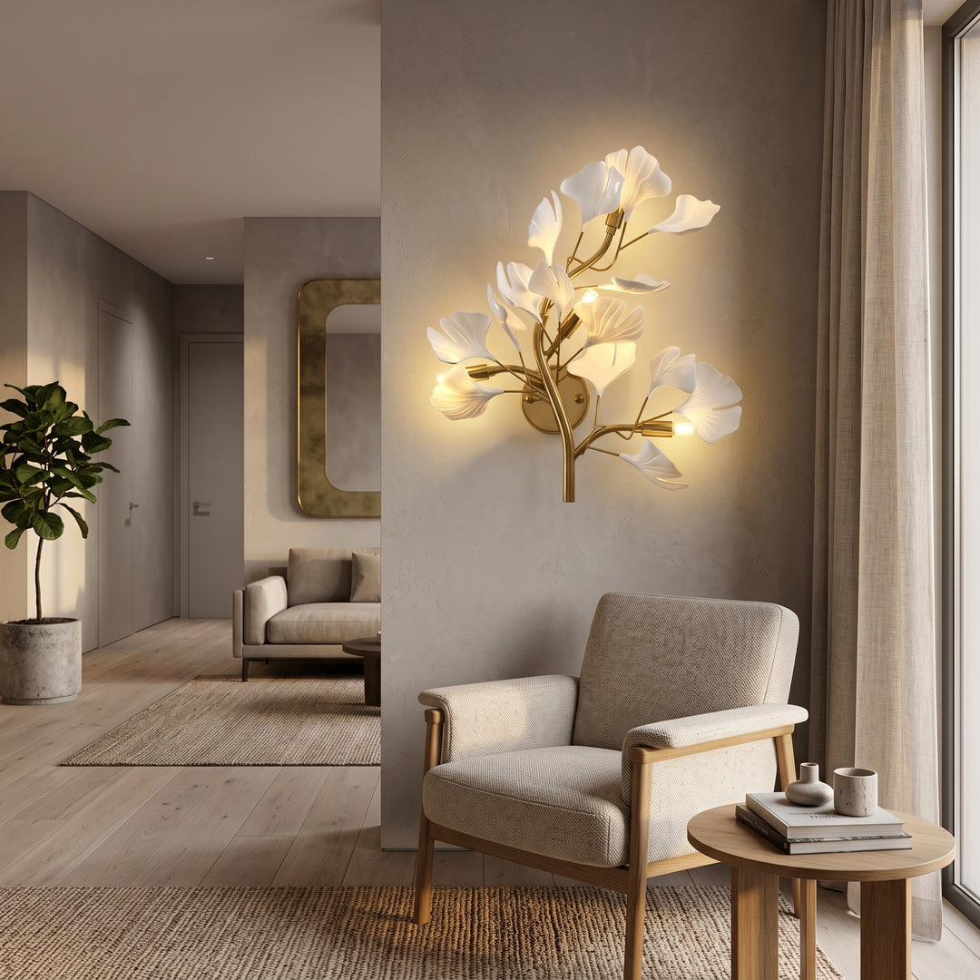 LED Wall Light Ginkgo Leaf - Branching Arms with Multiple Shades