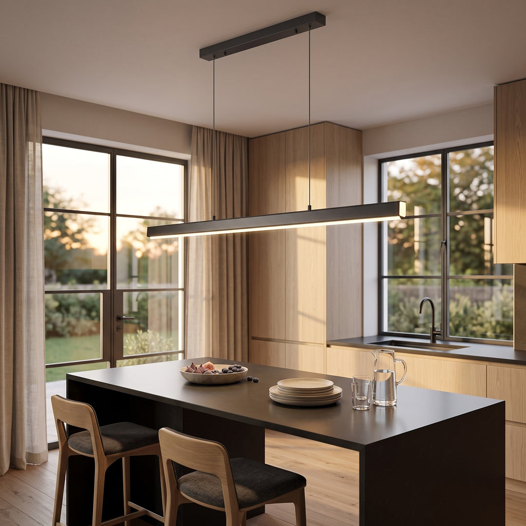 Linear LED Pendant Light styled in a home interior