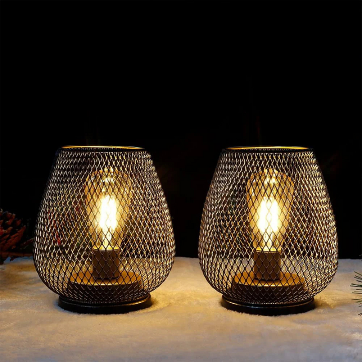 Metal Cage Cordless Table Lamp | Battery Powered Edison Bulb Lamp
