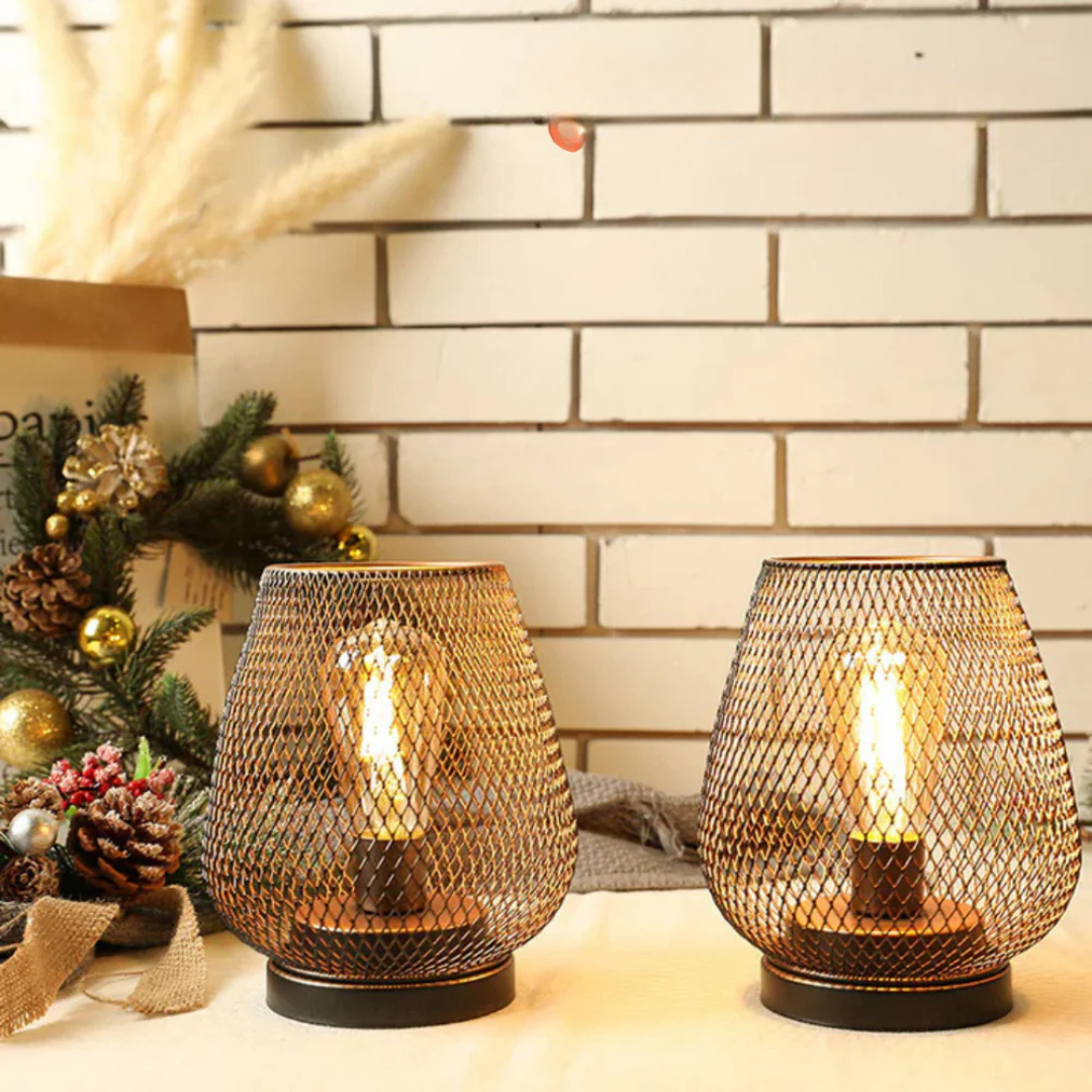 Metal Cage Cordless Table Lamp | Battery Powered Edison Bulb Lamp