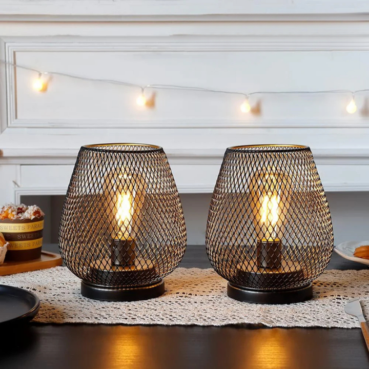 Metal Cage Cordless Table Lamp | Battery Powered Edison Bulb Lamp