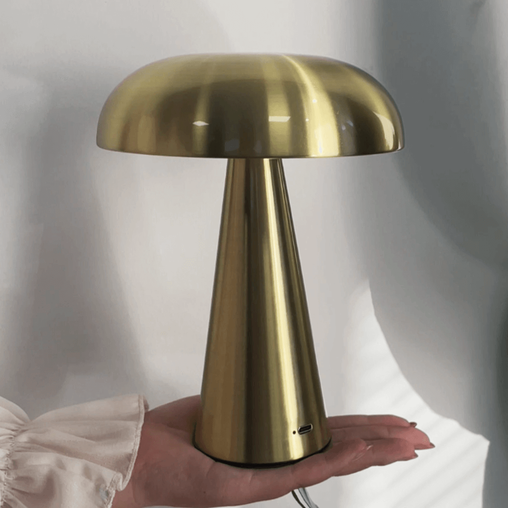 Metal Mushroom Table Lamp in Gold
