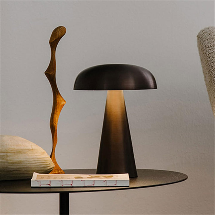 Metal Mushroom Table Lamp | Cordless Warm Glow Bedside Lamp