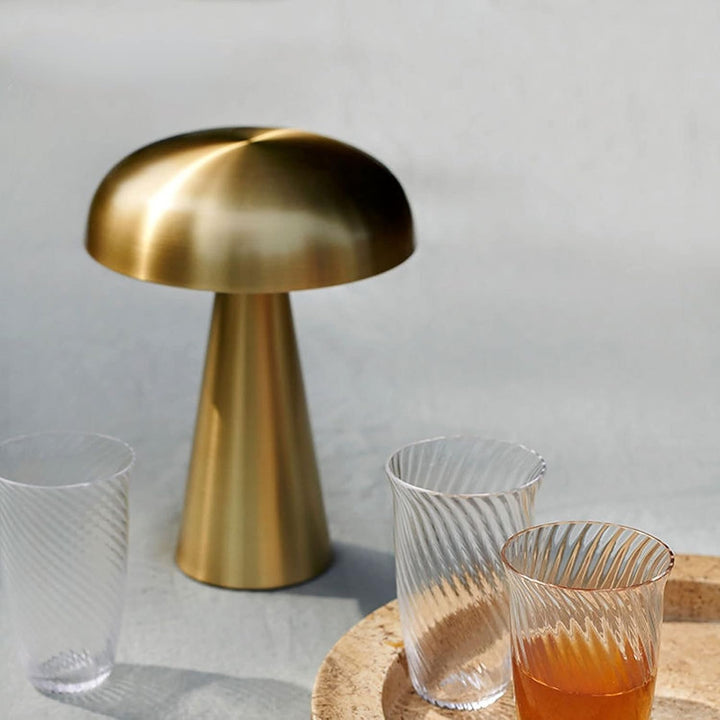 Metal Mushroom Table Lamp | Cordless Warm Glow Bedside Lamp