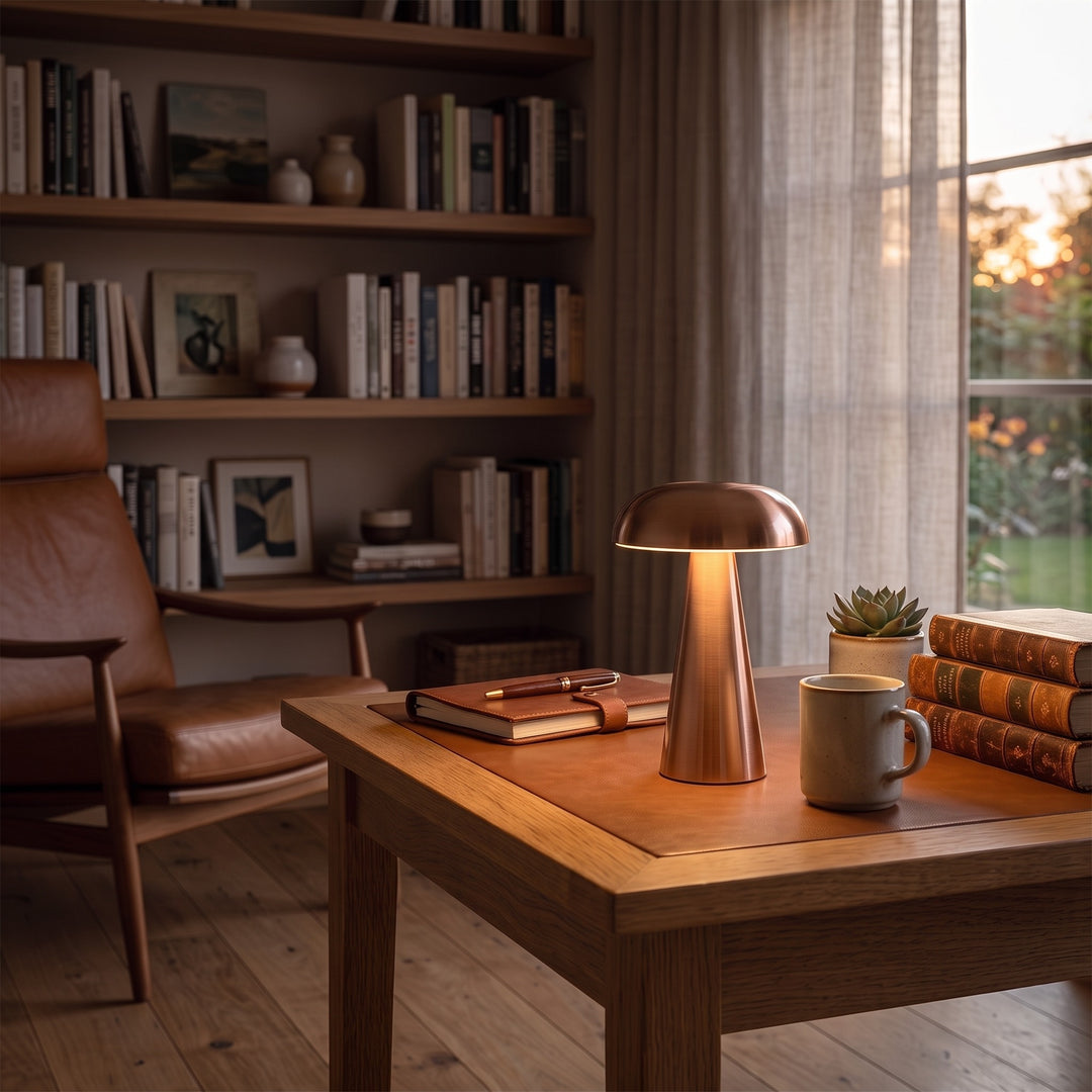 Metal Mushroom Table Lamp styled in a home interior
