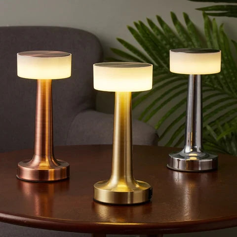 Metallic Disc Table Lamp | Cordless Glowing Bedside Lamp