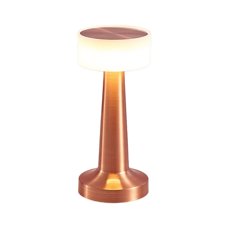 Metallic Disc Table Lamp in Rose Gold
