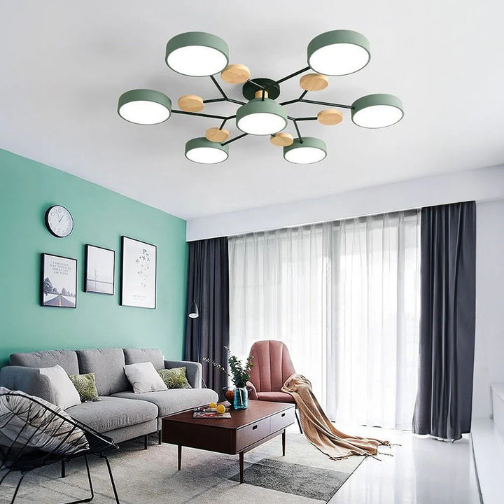 Modern LED Semi-Flush Ceiling Light in Green