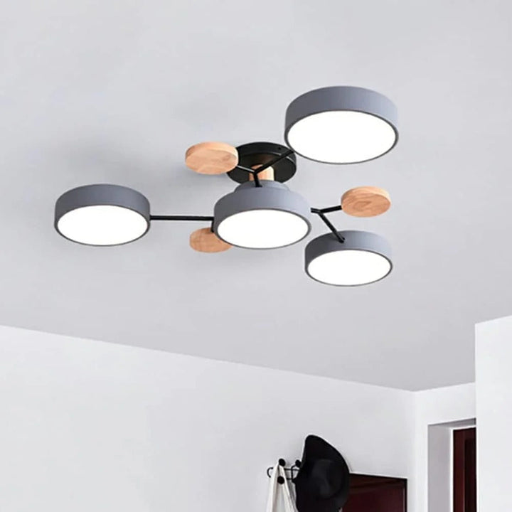 Modern LED Semi-Flush Ceiling Light in Grey