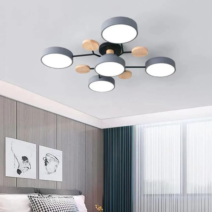 Modern LED Semi-Flush Ceiling Light in Grey