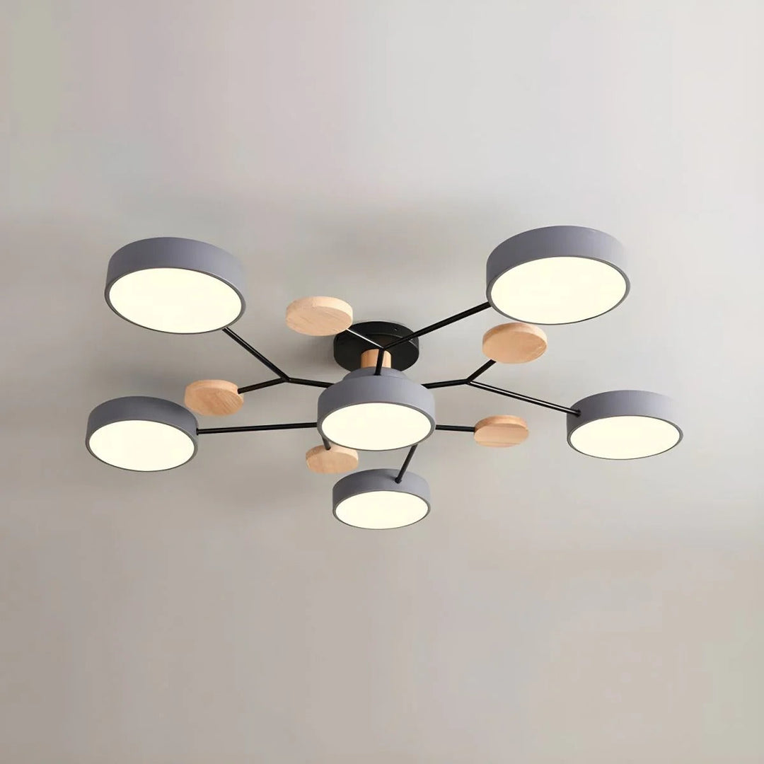 Modern LED Semi-Flush Ceiling Light in Grey