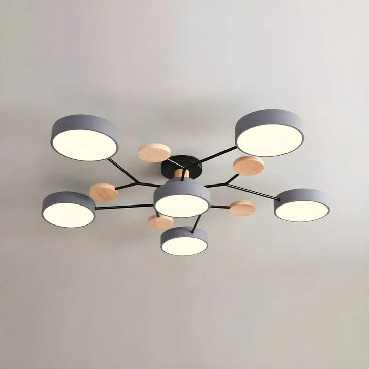 Modern LED Semi-Flush Ceiling Light in Grey