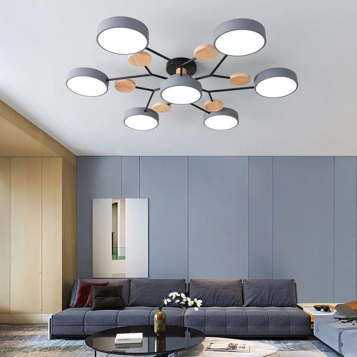 Modern LED Semi-Flush Ceiling Light in Grey