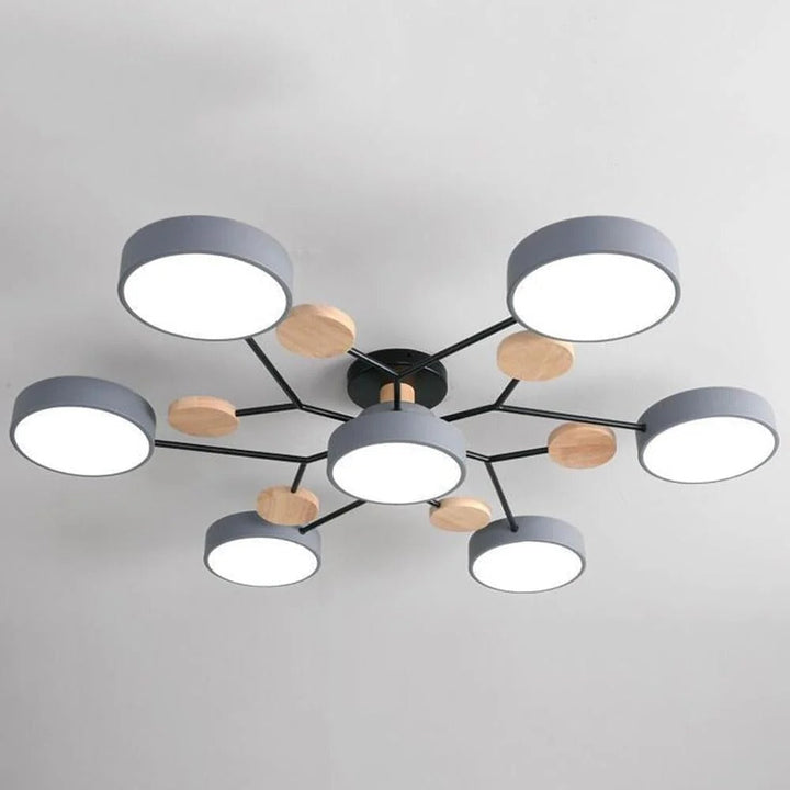 Modern LED Semi-Flush Ceiling Light | Round Multi-Arm Chandelier