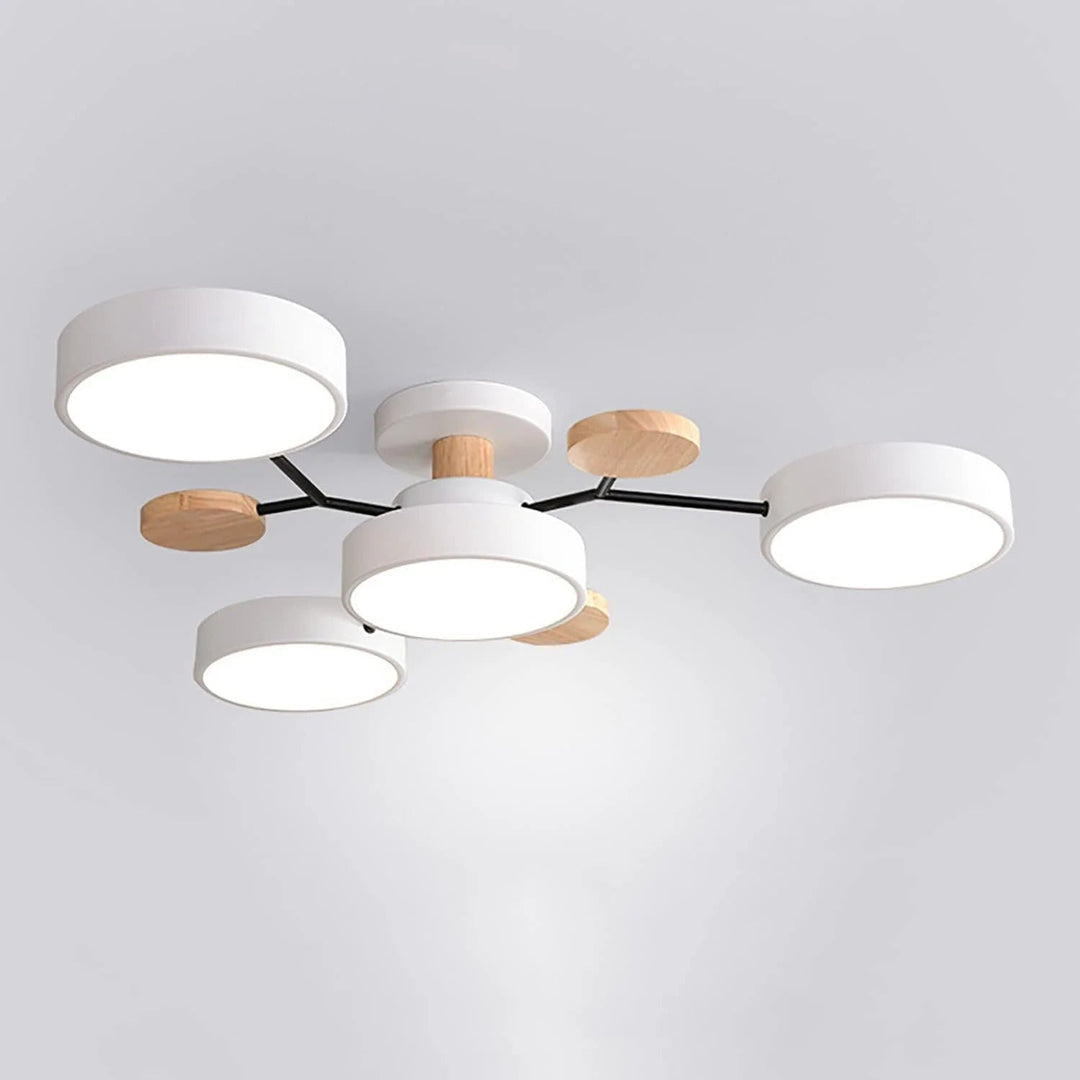 Modern LED Semi-Flush Ceiling Light | Round Multi-Arm Chandelier