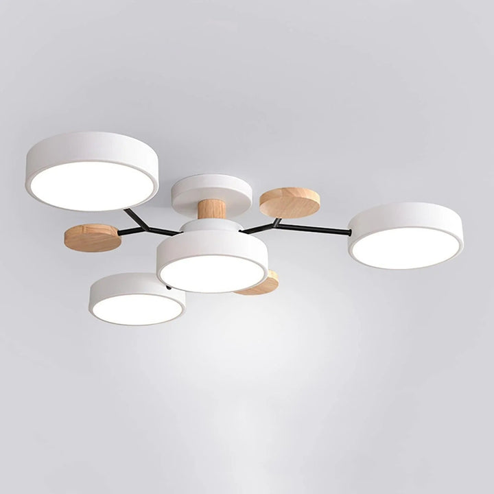 Modern LED Semi-Flush Ceiling Light | Round Multi-Arm Chandelier