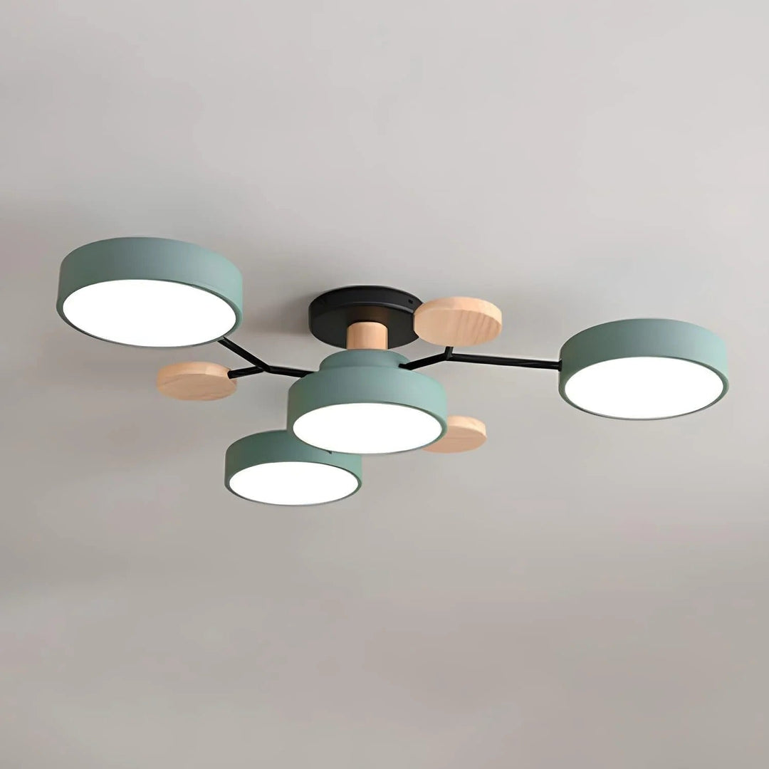 Modern LED Semi-Flush Ceiling Light | Round Multi-Arm Chandelier