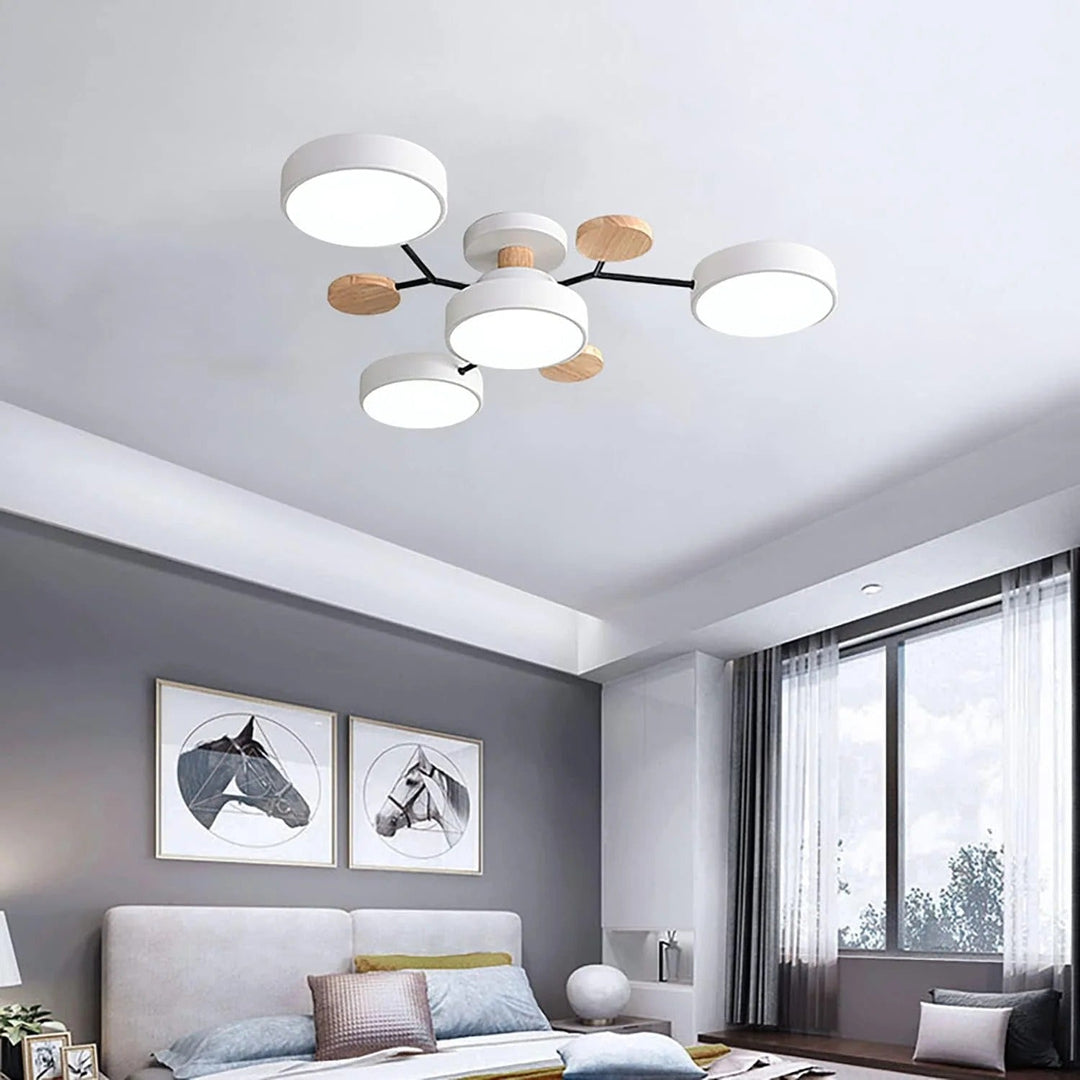 Modern LED Semi-Flush Ceiling Light | Round Multi-Arm Chandelier