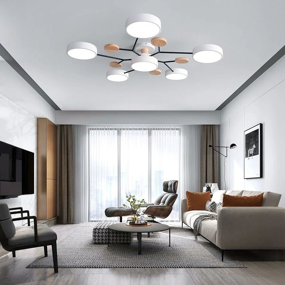 Modern LED Semi-Flush Ceiling Light in White