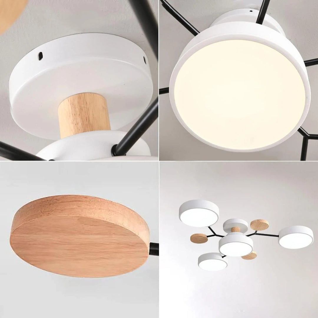 Modern LED Semi-Flush Ceiling Light | Round Multi-Arm Chandelier
