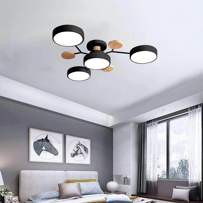 Modern LED Semi-Flush Ceiling Light in Black
