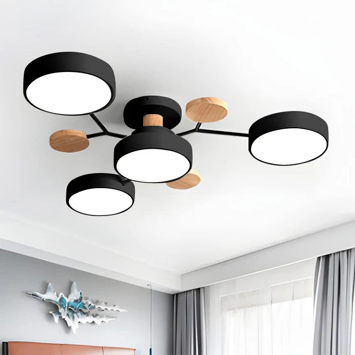 Modern LED Semi-Flush Ceiling Light in Black
