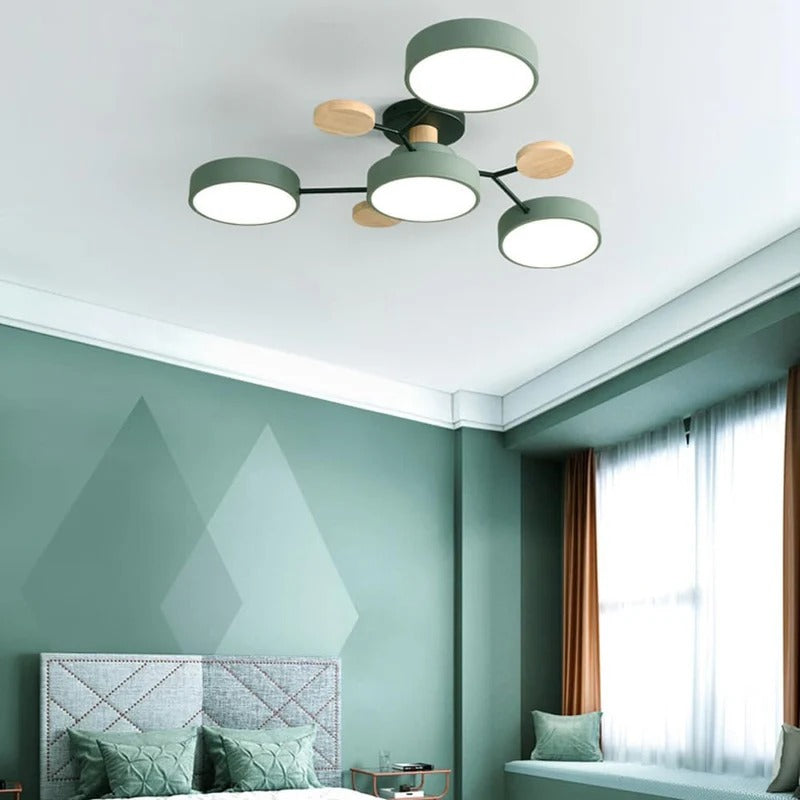 Modern LED Semi-Flush Ceiling Light in Green