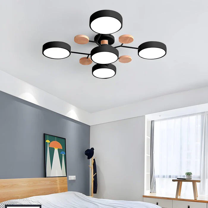 Modern LED Semi-Flush Ceiling Light in Black