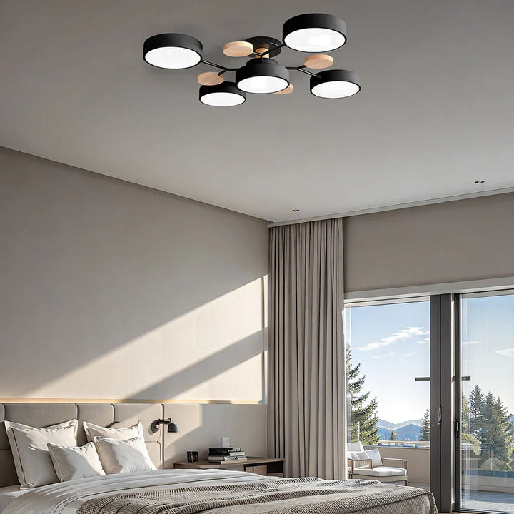 Modern LED Semi-Flush Ceiling Light | Round Multi-Arm Chandelier
