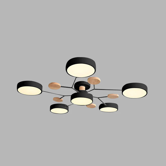 Modern LED Semi-Flush Ceiling Light in Black