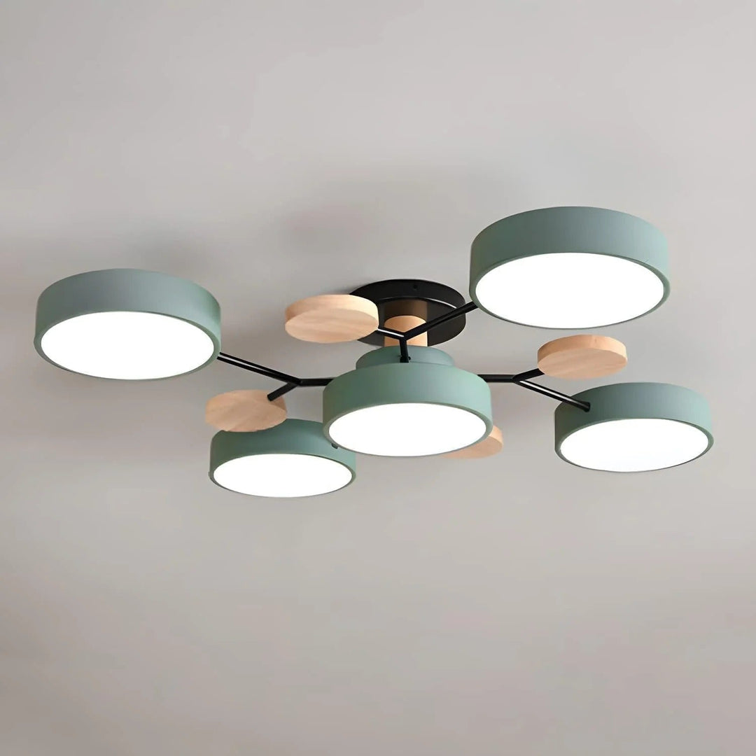 Modern LED Semi-Flush Ceiling Light in Green