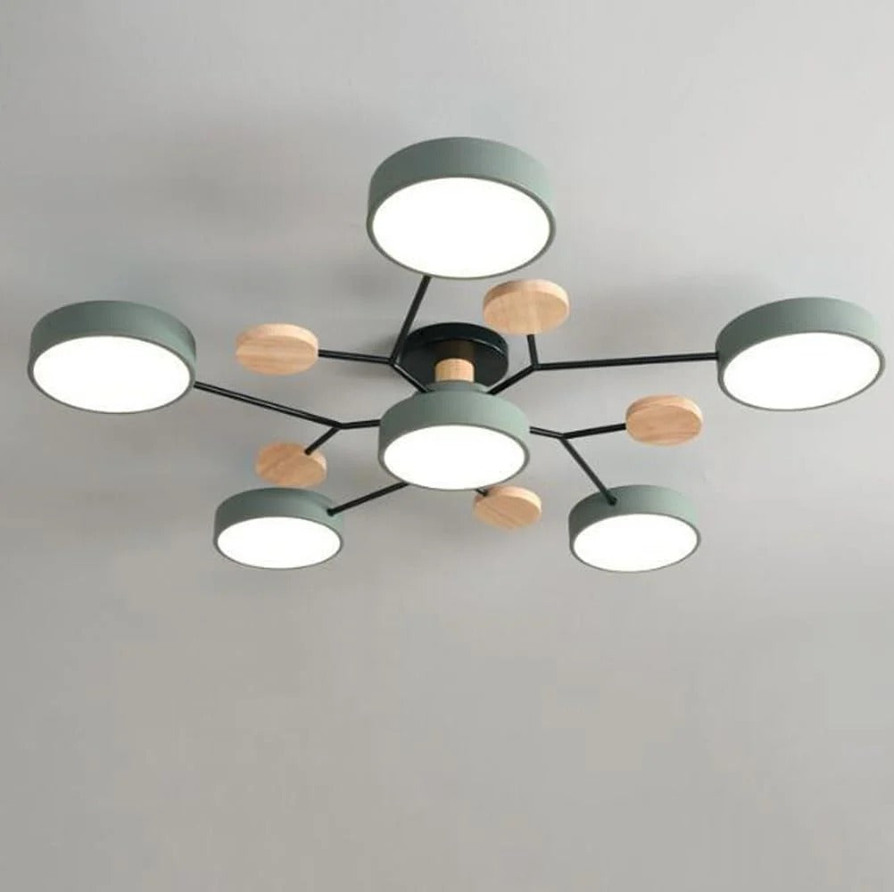 Modern LED Semi-Flush Ceiling Light in Green