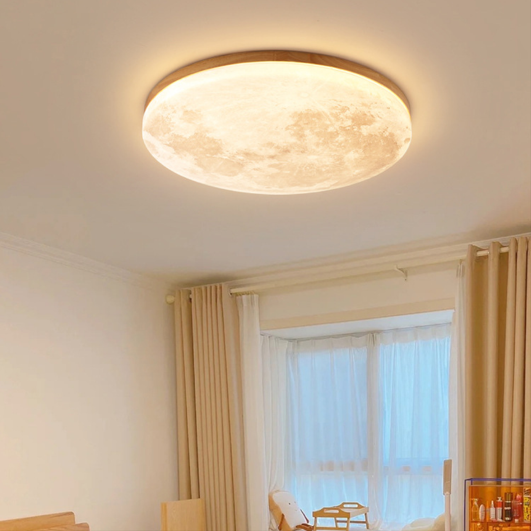 Moon LED Flush Ceiling Light | Modern Lunar Bedroom Ceiling Light