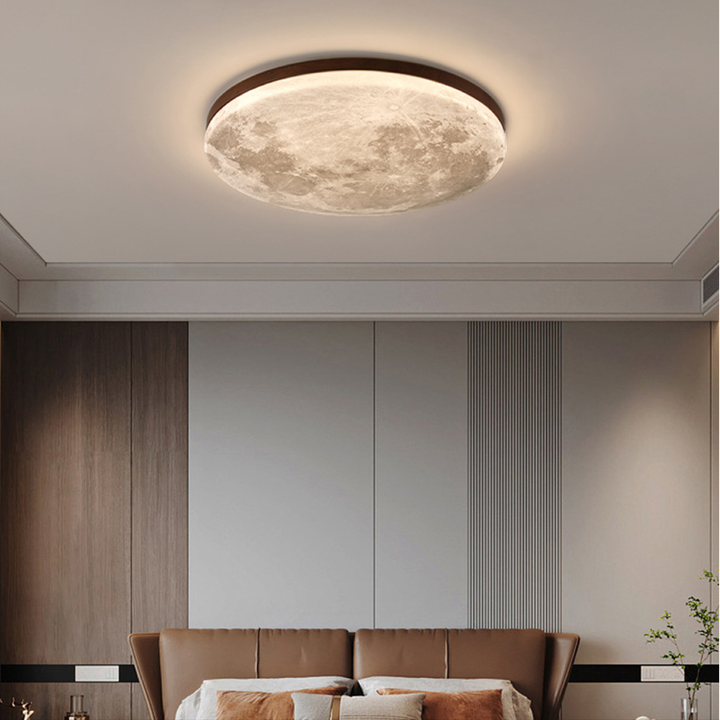 Moon LED Flush Ceiling Light | Modern Lunar Bedroom Ceiling Light