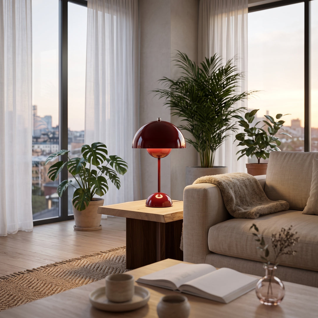 Mushroom Dome Table Lamp styled in a home interior