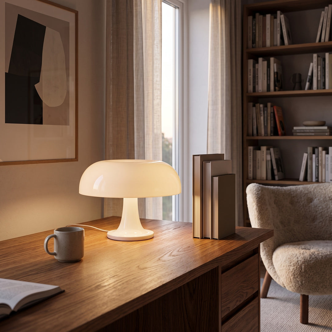 Mushroom Table Lamp styled in a home interior